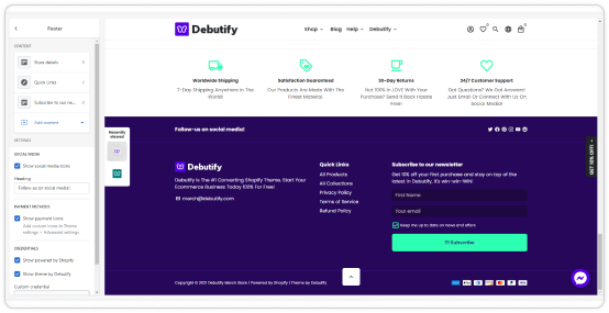 Customizable footer